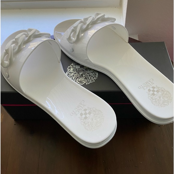 Vincent Camuto White Upscale Blinged-Out Jellie Sandals - Picture 6 of 6